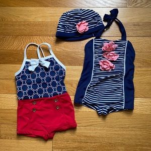 Set of 2 Janie and Jack baby swim + hat 6-12 month